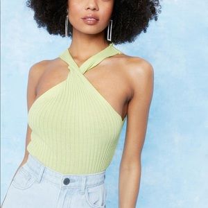set of 2! Nasty Gal twist neck knit rib tank tops!